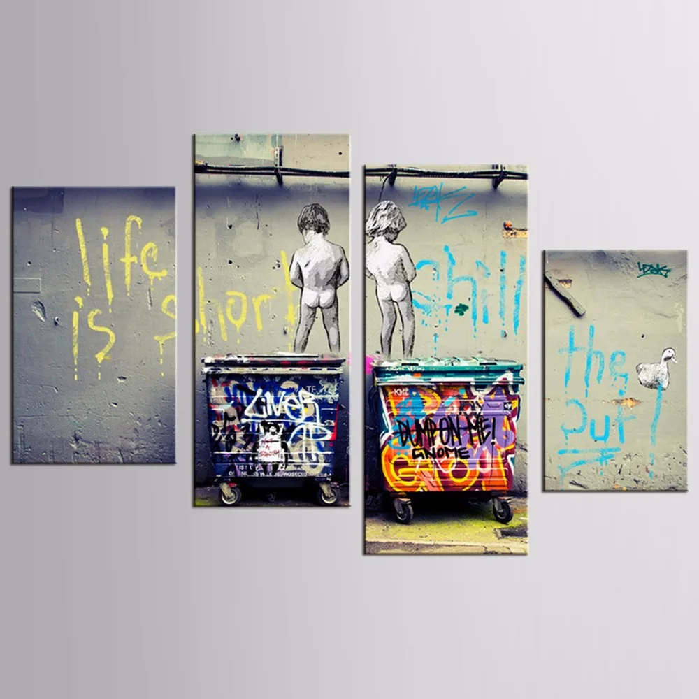 

Canvas Printings Cartoon children landscape series 4Piece Modern Style Cheap Pictures Decorative Wall Art No Frame Prints Gift