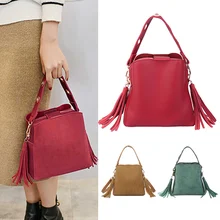 Сумки для женщин новые модные женские сумки на плечо с кисточками сумки скраб ведро сумка через плечо, Bolsa Feminina