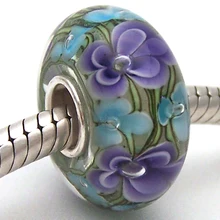 PJG868 стерлингового серебра S925 бусины из муранского стекла подходят для европейских шармов Браслет Подвески diy ювелирные изделия стеклянные бусины лэмпворк