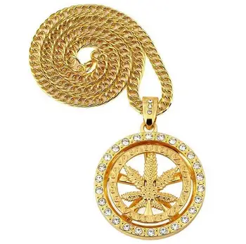 

New men weed chains gold chain fashion Pendant necklace
