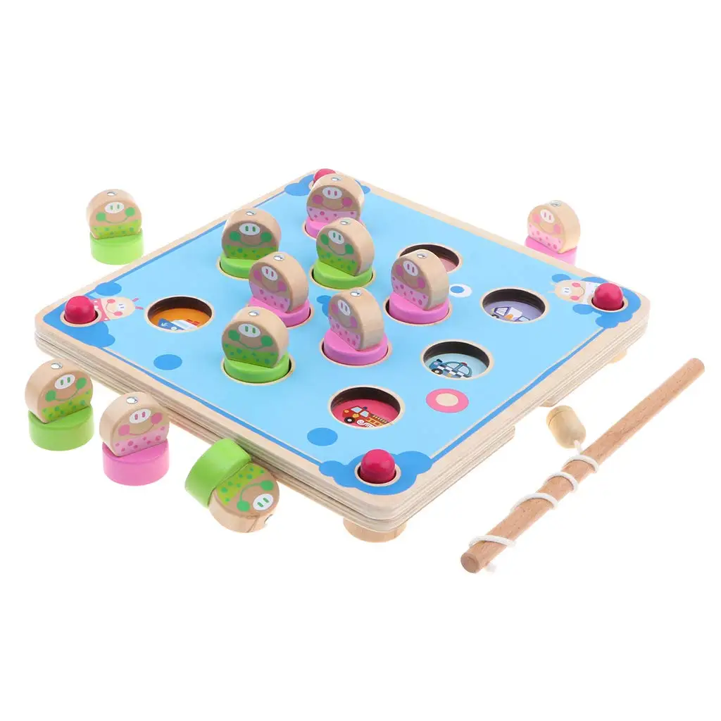 3 In 1 Wooden Magnetic Fishing Toy Fun Memory Chess Game Early Learning Educational Toys Birthday Gift for Children Toddler Kids |