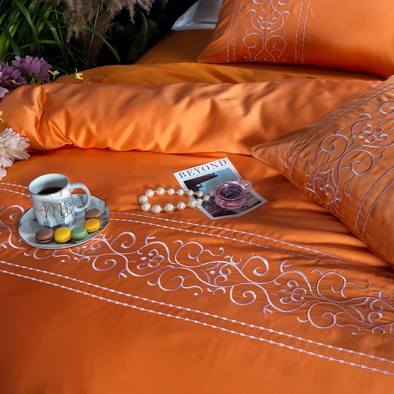 Silk Embroidered Bedding Set 4 Pcs Luxury Bedding Store
