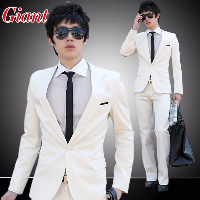 2015 Fashion Designer Wedding suit Business Brand Mens White Suit