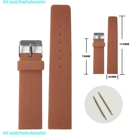 22mm Trendy Brown Silicone Jelly Rubber Ladies Men Watch Band Straps WB1071R22JB