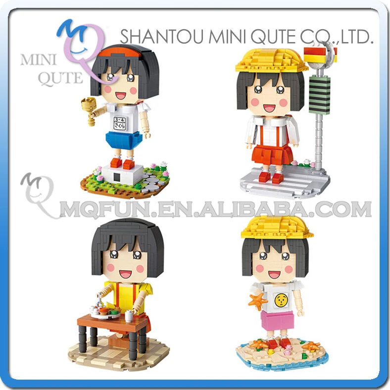 

Full Set 4pcs Mini Qute LOZ Anime kawaii girls gift Sakura momoko cartoon diamond plastic building block bricks educational toy