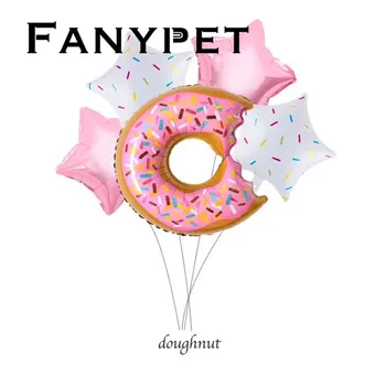 

5pcs New donut balloon baby birthday party decoration decorative inflatable Birthday balloon Dessert, cake balloon
