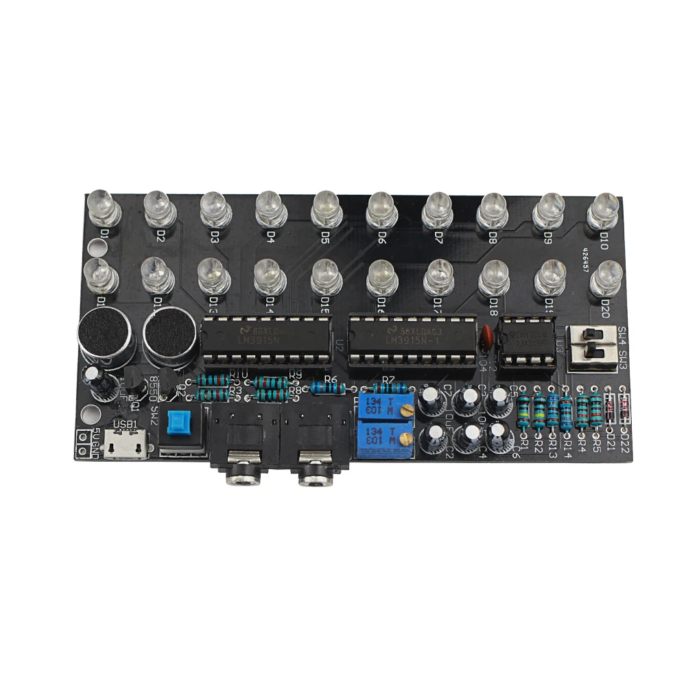 GHXAMP LM3915 Dual Channel 10 audio level indicator Kits MP3 PC Phone Speaker Music Spectrum With voice-activated