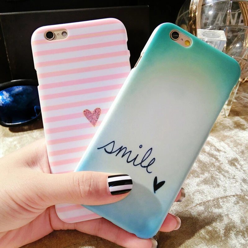 Newest Cute Simple Phone Case For Iphone 6 6 Plus High Quality Love Heart Word Stripe Pattern Cover Capa For Iphone Case Laptop Case Bearingcase Nail Aliexpress
