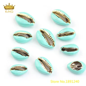 

10pcs Sky Blue Enamel Cowrie Shell Charms Fine Jewelry,Cowry Shells Beads Gold Plating Shell Boho Necklace Wholesale DSS175