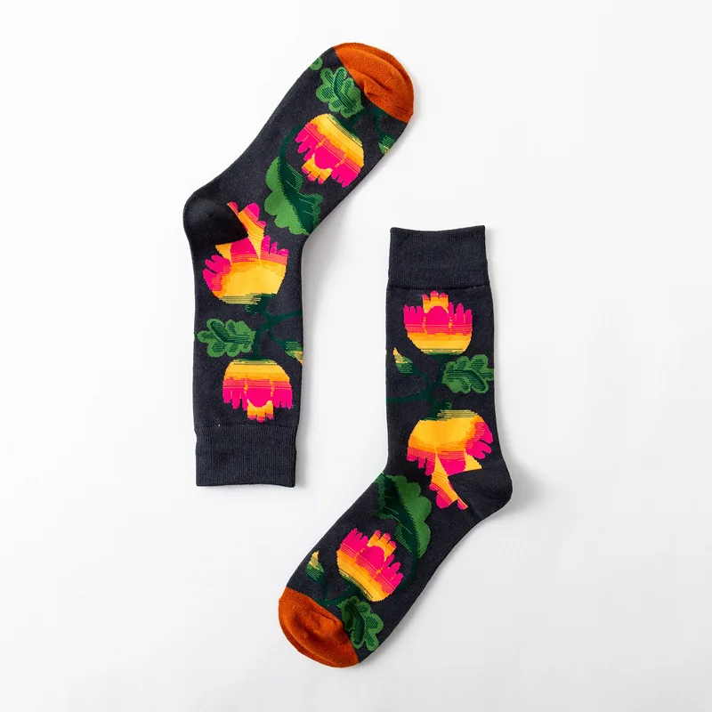 Новое поступление, мужские Носки Happy, фирменный тренд, хлопок, новинка, смешные мужские носки, уличная одежда, носки с цветочным принтом и птицами для мужчин