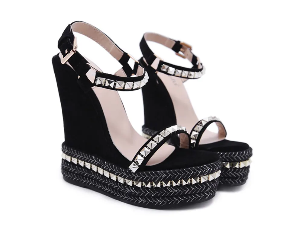 NIUFUNI/ удобные клиновидные сандалии; обувь на платформе; женские сандалии-гладиаторы с украшением в виде кристаллов; модельные туфли на высоком каблуке