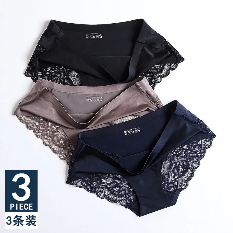 

3 one piece seamless viscose panties low-waist 100% cotton underwear seamless sexy lace briefs