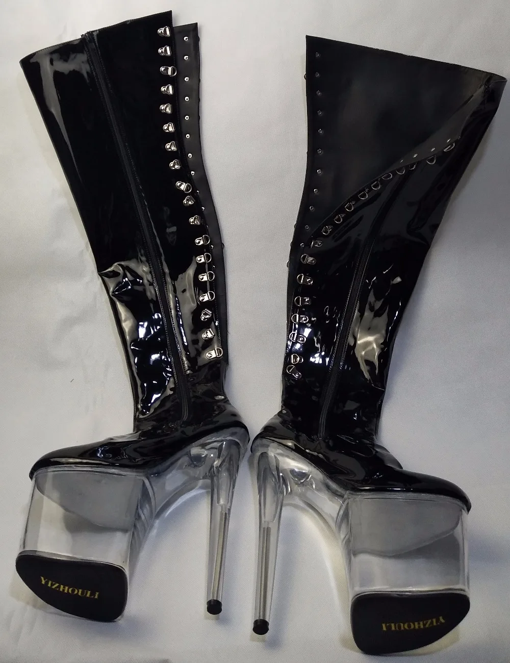 Muslo Alto Talón Fetiche 20 Cm Tacón De blanco Negro Plataforma Rodilla Baile Botas Sobre Negro 8 Pulgadas La Mujeres Sexy Altas x4v4q5pw