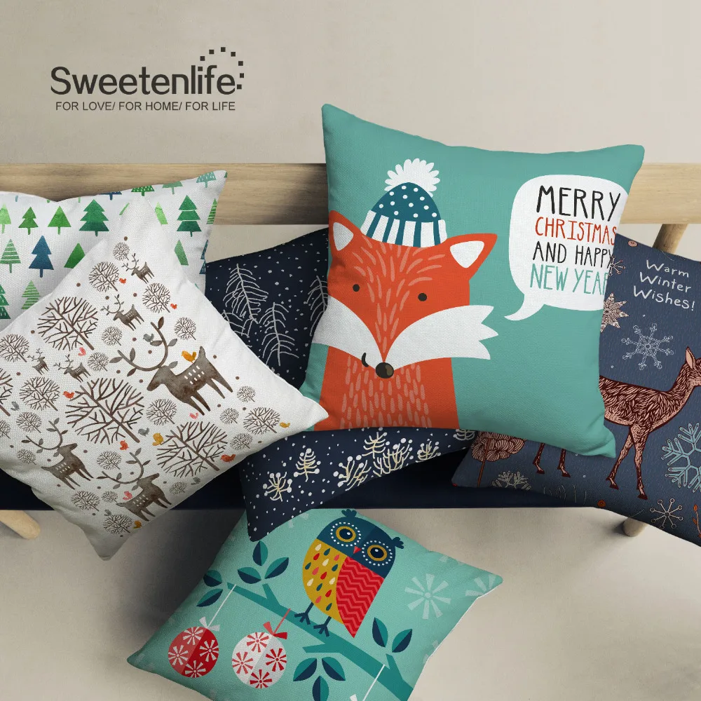 Sweetenlife 50x50 см наволочка с акварельным рисунком Лесной олень декоративная