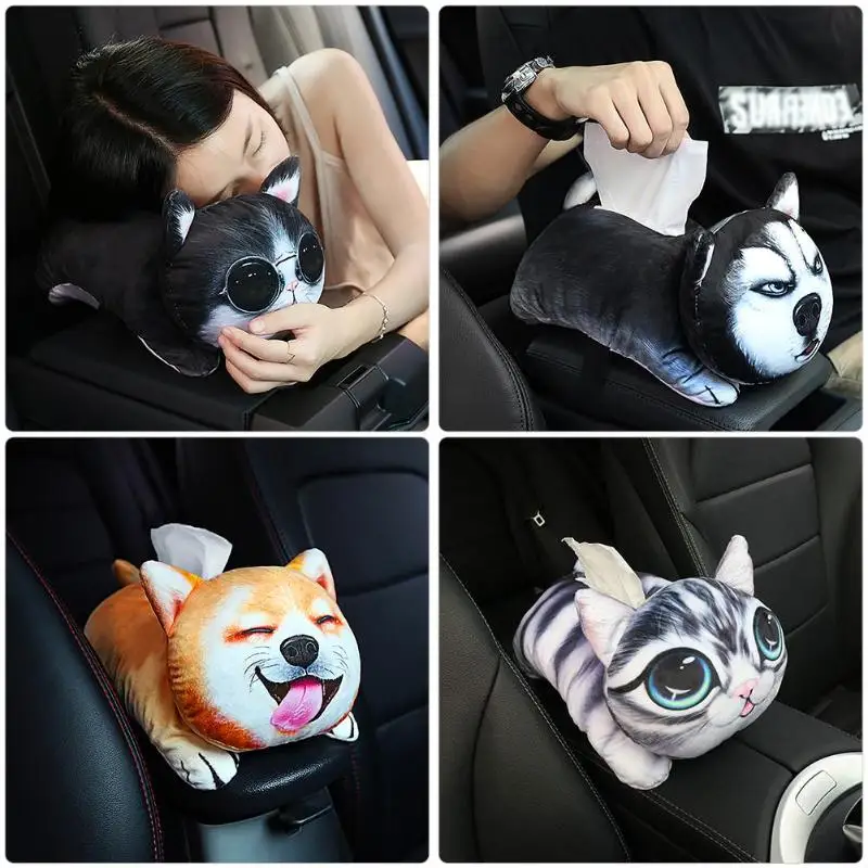 3D плюшевая автомобильная коробка для салфеток держатель бумажная