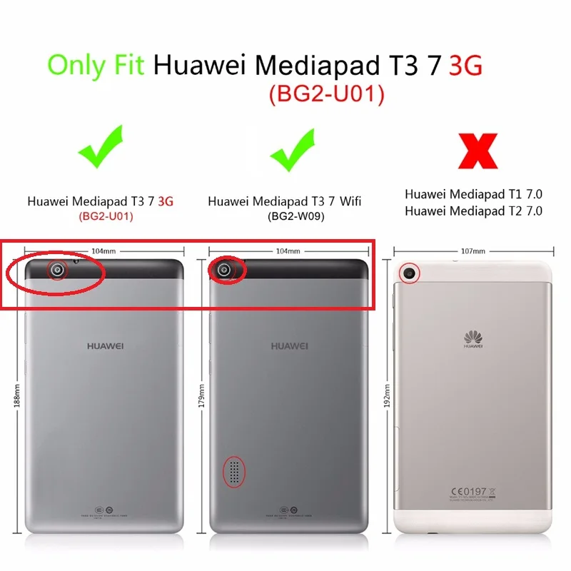 Qosea для huawei Mediapad T3 7 3g BG2-U01 из искусственной кожи Смарт Стенд планшетный ПК чехол для huawei Mediapad T3 7 BG2-W09 чехол