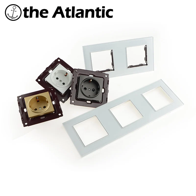 Atlantic EU/DE/RU DIY Socket Crystal Glass Wall Plug Socket Tempered