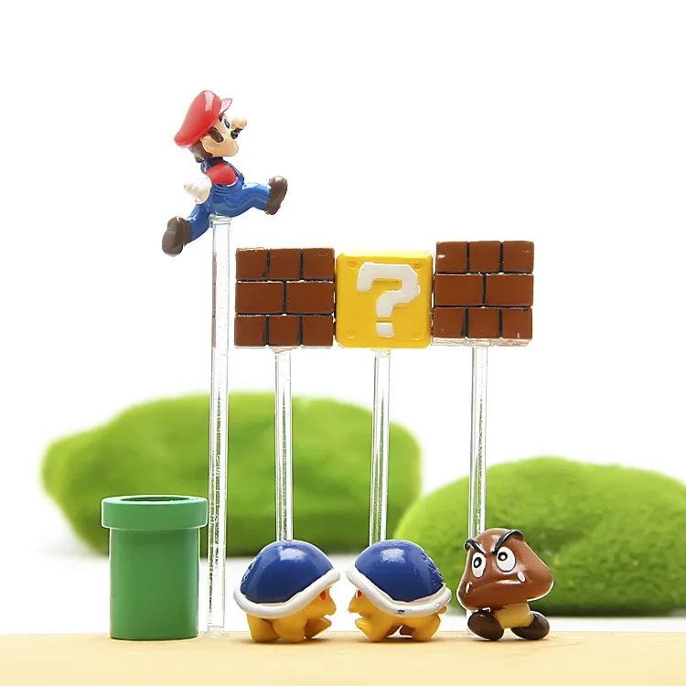 Гриб из Super Mario Bros жаба Мини фигурки Супер Марио Nendoroid ПВХ день рождения украшения игрушки Yoshi вопрос мини блоки игрушка