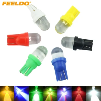

FEELDO 5Pcs DC12V T10 194 168 1LED Convex LED Wedge LED Light Bulbs for Car Dashboard 5-Color #AM3802