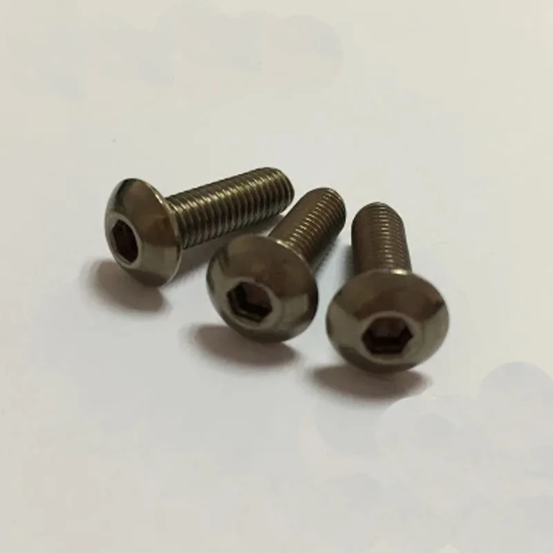 4pcs M2.5 TA2 Titanium flat round head Hexagon socket screw Pure titanium Semicircular Mushroom pan GR2 4mm-16mm Length | Обустройство