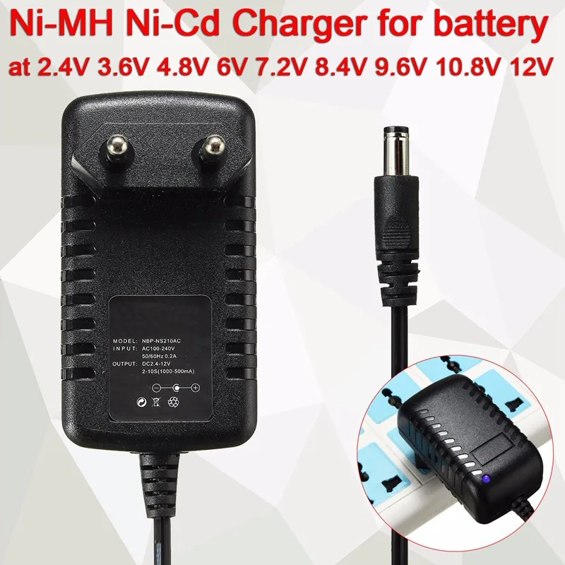 Автомобильное зарядное устройство Ni-MH Ni-Cd для 2,4 V 3,6 V 6V 4,8 V 7,2 V 8,4 V 9,6 V 10,8 V 12V 7