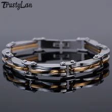 TrustyLan Мода золотой человек браслет мужской звено цепи одноцветное 316L Нержавеющая сталь мужские Браслеты Модные украшения Аксессуары