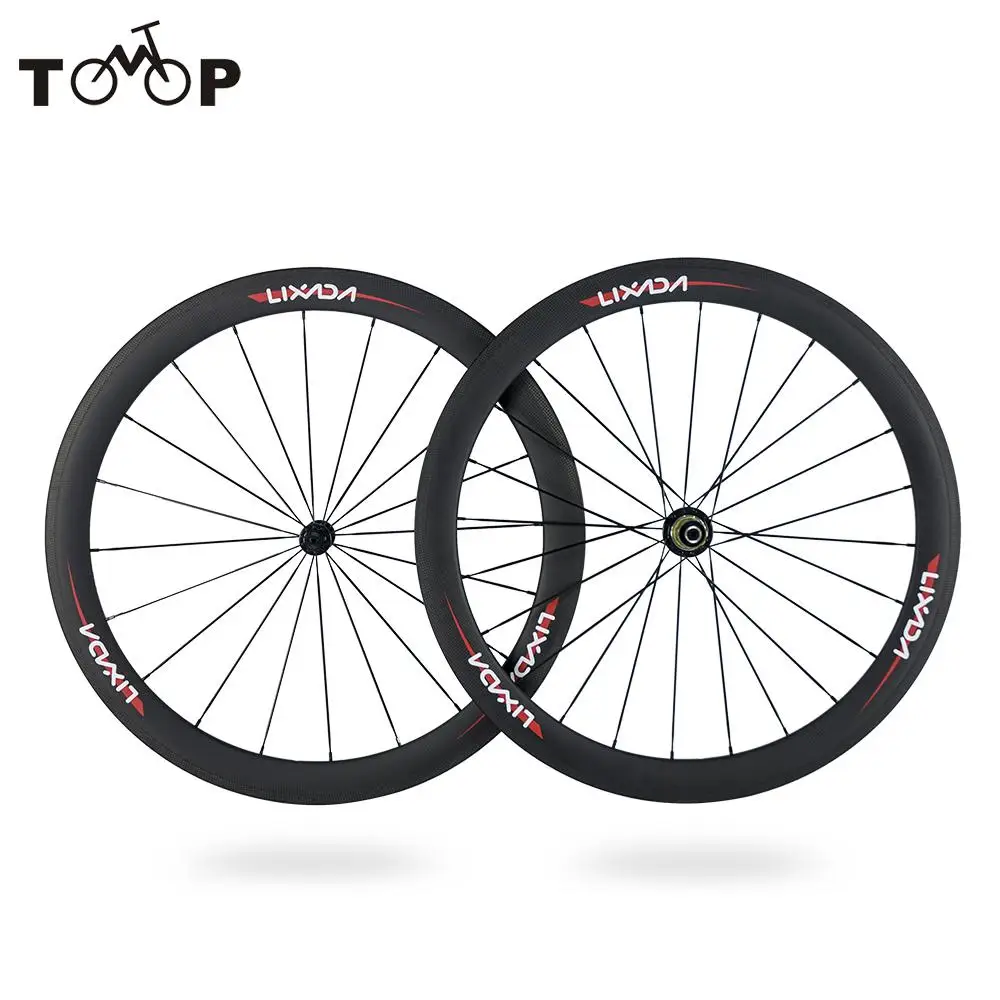 

Lixada 50mm 700C Clincher Wheels 3K Full Carbon Fiber 23mm Width Road Bike Wheelset 8/9/10/11 Compatible Speeds 20/24 Holes