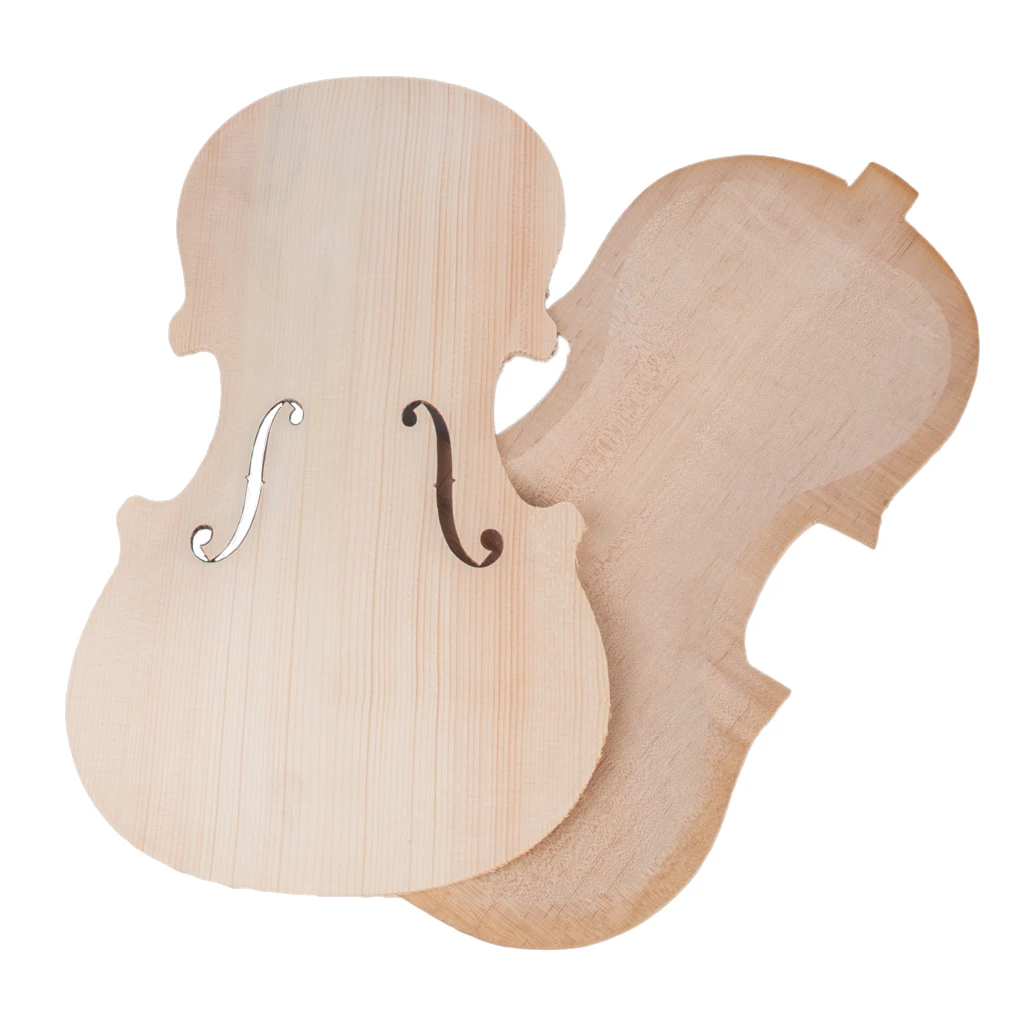 1 Set Wood Unfinished Violins Fiddle Spruce Panel Plate + Maple Backplate DIY Stringed Instruments Exquisite Workmanship