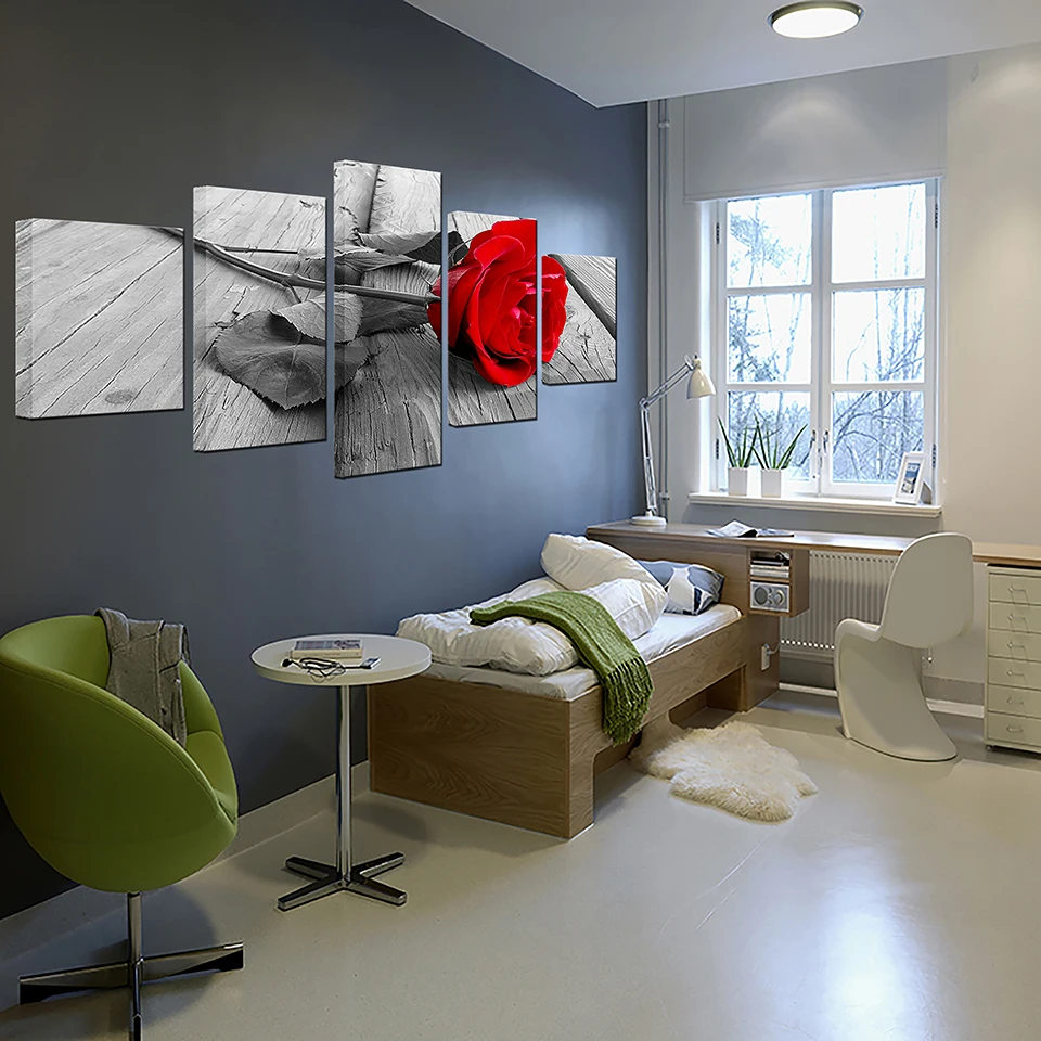 Canvas Paintings Wall Art HD Prints Home Decor Framework 5 Pieces Beautiful Red Rose Posters For Living Room Flowers Pictures