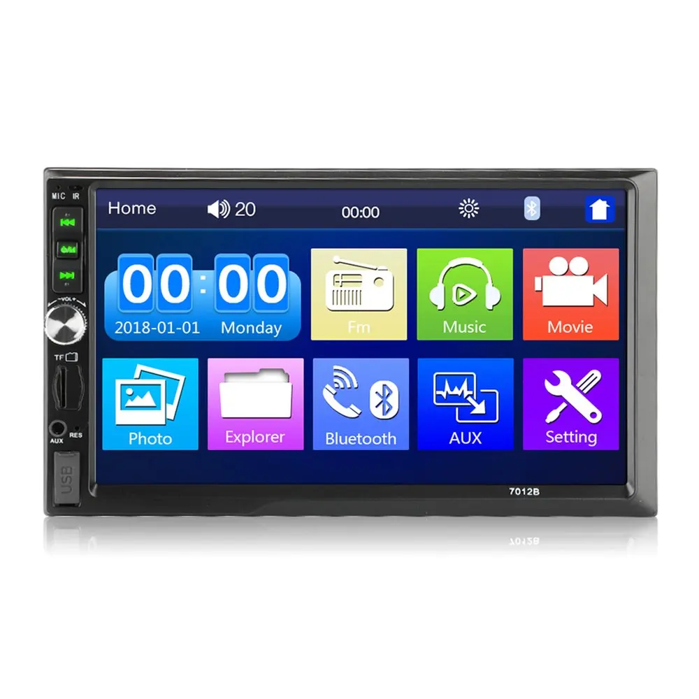 

7012B 7" Double Din Touch Screen Car Audio Stereo Receiver MP5 Player FM Radio Bluetooth MP3 Player with Camera Support TF