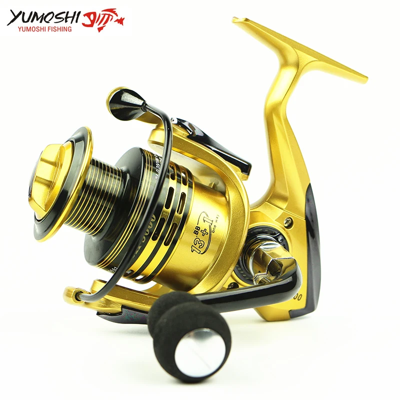 Рыболовная катушка Pesca спиннинг 14BB 5 5: 1/4. 7:1 соотношение Molinete para металлическая