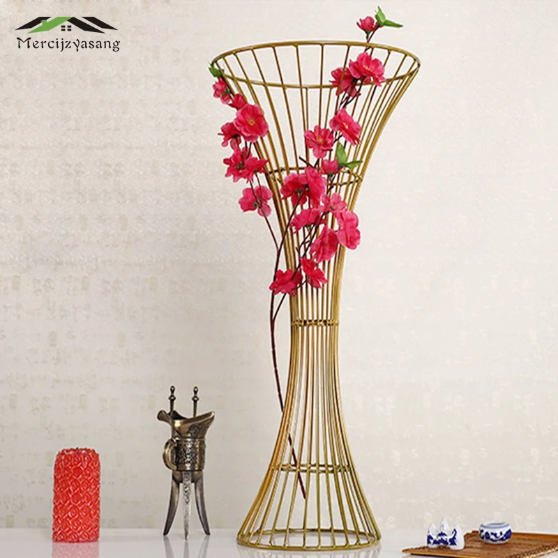 

Flower Vases Flo'o'r Metal Vase Plant Dried Floral Holder Flower Pot Hollow Road Lead for Home/Wedding Corridor Decoration G094