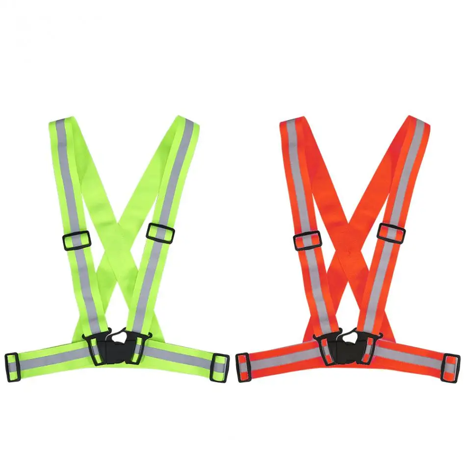 Reflective Vest Adjustable Elastic Safety Vest Strap for Running Cycling Jogging Reflective Safety Motorcycle Accessories