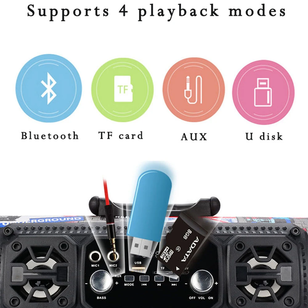 16W Portable Column Sven Bluetooth Speaker Move KTV 3D Sound System Sound Bar Subwoofer Music Wireless Speaker FM Radio USB