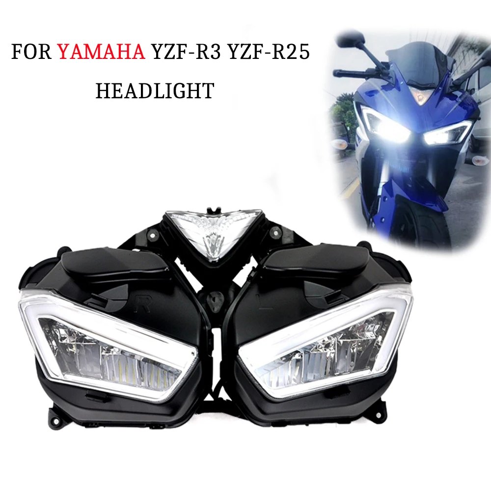 

KEMiMOTO Headlight For YAMAHA YZF R25 R3 YZF-R25 YZF-R3 2013 2014 2015 2016 2017 Motorcycle Accessories Front Head Light Housing