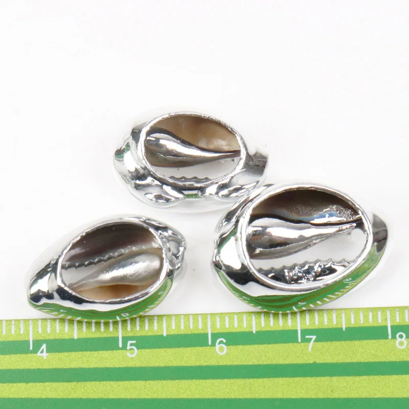 Натуральная спиральная ракушка, позолоченные серебряные ракушки для рукоделия, украшения для дома, изготовление ювелирных изделий, 10-25 мм, 2 шт - Цвет: silver
