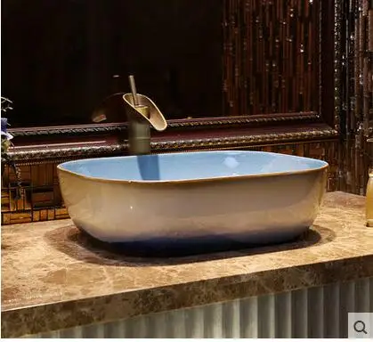 

American stage basin of restoring ancient ways of household ceramic art basin sinks jingdezhen rectangle on the sink