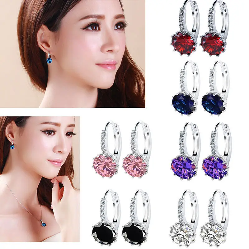 

Korean version of the new silver-plated earnail crystal zirconium sunflower earring earring burst earpiece