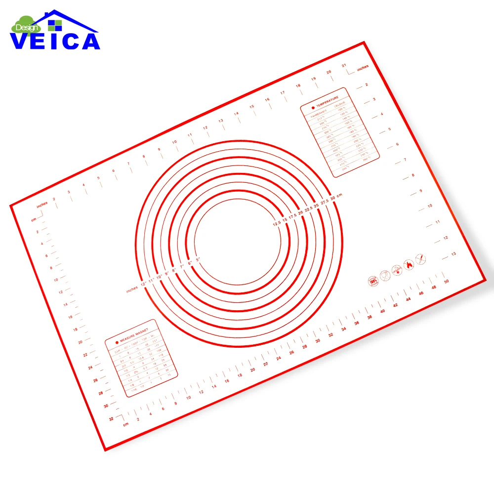 Красный/Черный Большой 60*40 см антипригарный силиконовый коврик для выпечки с измерениями и преобразованиями силиконовый коврик для выпечки Лист Печенья