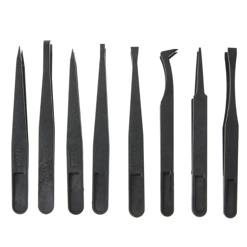 

8Pcs/set Anti Static Tweezers Heat Resistant ESD Safe Plastic Tweezers Tool for Mobile Phone Tablets Repair Hand Tools Set