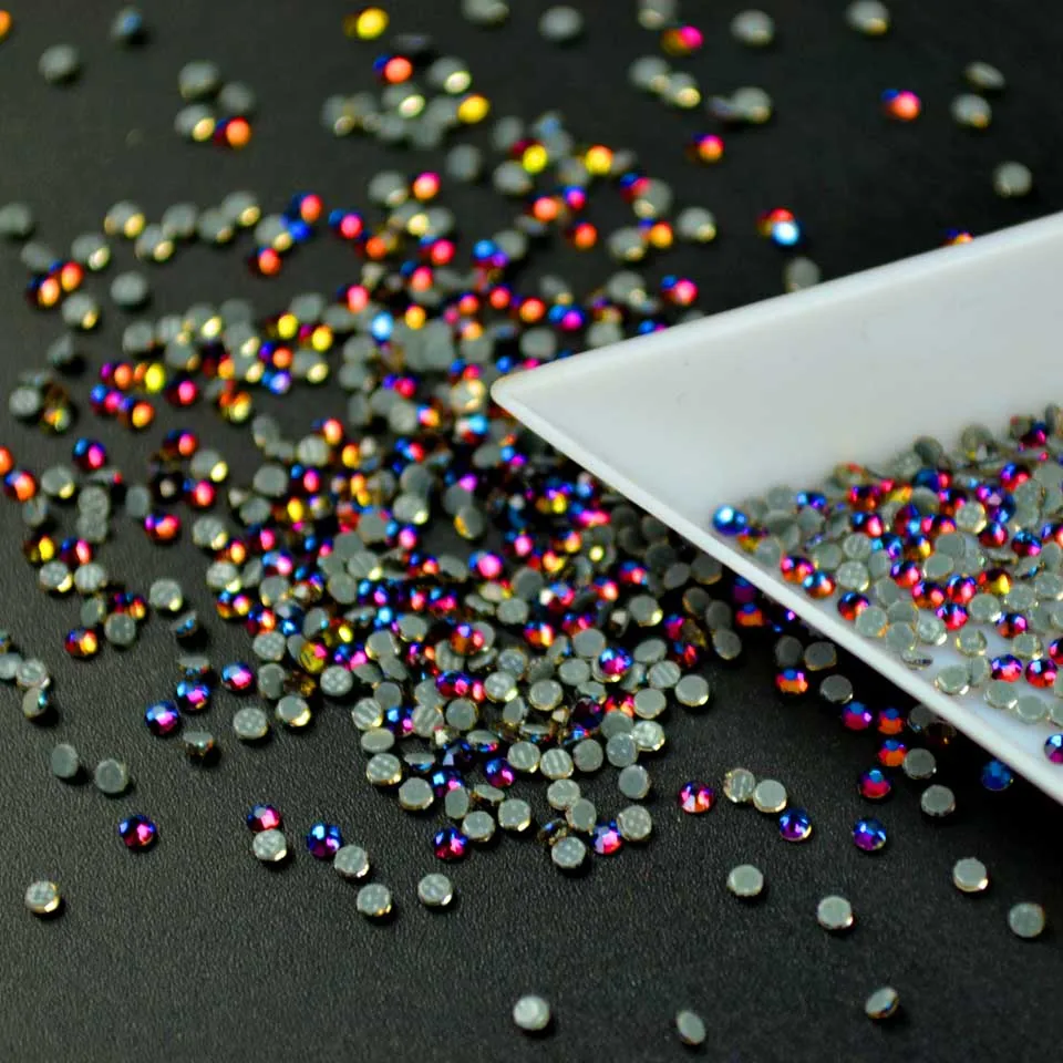 

Blue AB Glass Rhinestones on Nails Art Rhinestones for Nails Design Glass Colorful Crystal 3D Strass Nail Art Decoration MJZ1031