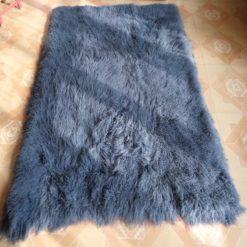 

Gray Mongolian Fur Blanket Home Decor Rugs and Carpets For Living Room Fur Carpe Tibetan Lamb Fur Rug Sheepskin Blankets