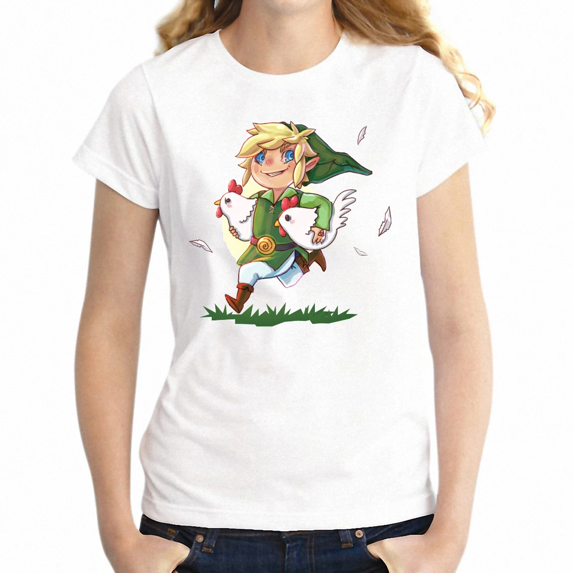 Футболка женская с коротким рукавом модный топ со звеньями и надписью Legend of Zelda
