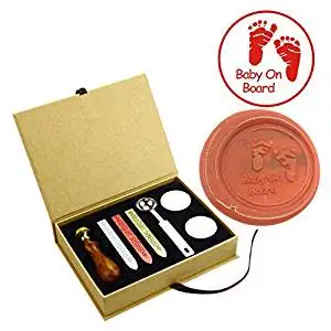 

Baby Foot Print Wax Seal Stamps Kit Brass Wooden Handle Envelope Stamps