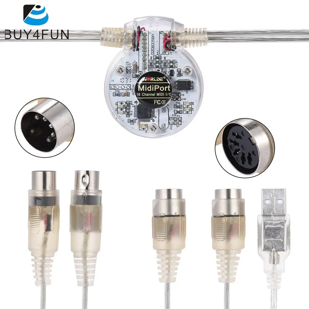 USB MIDI Interface Adapter Cable Cord Dual 5 Pin Male to Dual Female