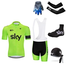 

2018 TOP black 5PC Fluorescent color sky Cycling Jersey Sets With Bib 2018 New Style Bicycle Summer Short Sleeve Outdoor