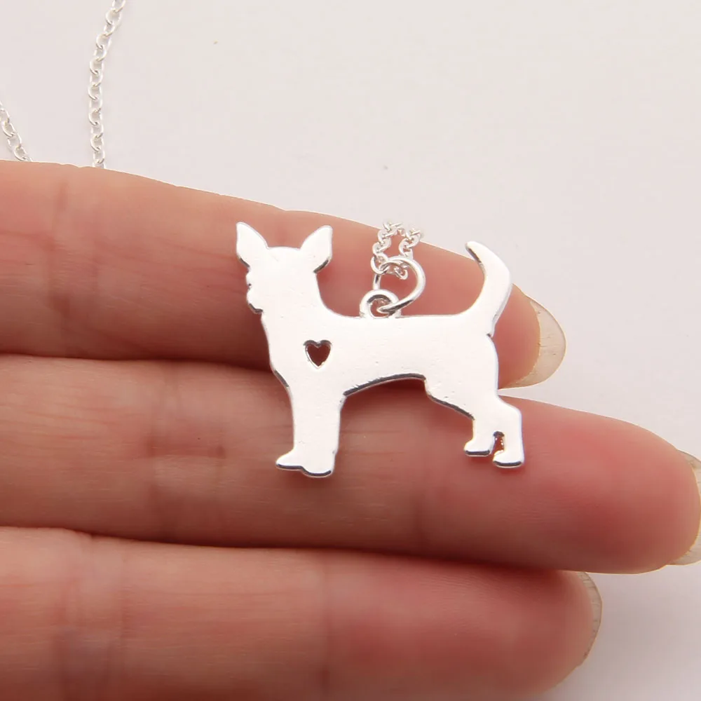 Gold Chihuahua Necklace Pendant Puppy Heart Dog Lover Pet Necklaces