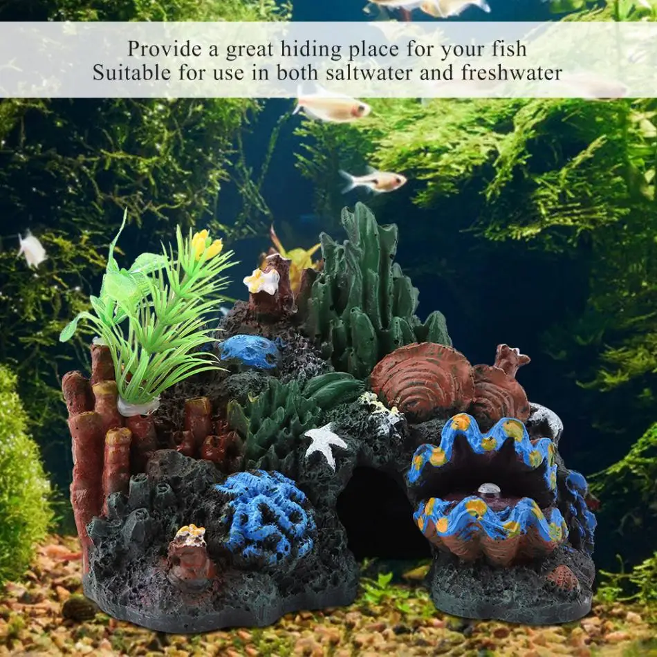 Стиль Красочный Искусственный Смола Коралл пещера декор для морской рыбы аквариум орнамент для аквариума украшения