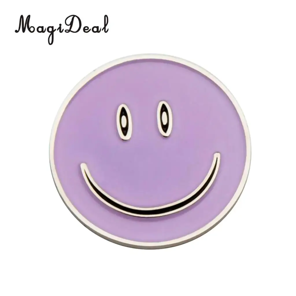 Professional Sturdy Smile Face Magnetic Cap Hat Visor Clip Golf Ball Marker Gift Purple Golf Accessories
