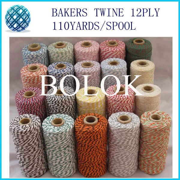 

300pcs/lot Colored 100% Cotton Baker twine 110 yards/spool 54 kinds color choose, color cotton string, cotton cord